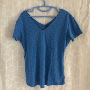 Kuhl Blue Short-Sleeve V-Neck Textured Top